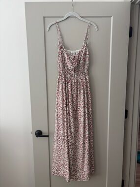 Smocked Tie-Front Maxi Dress